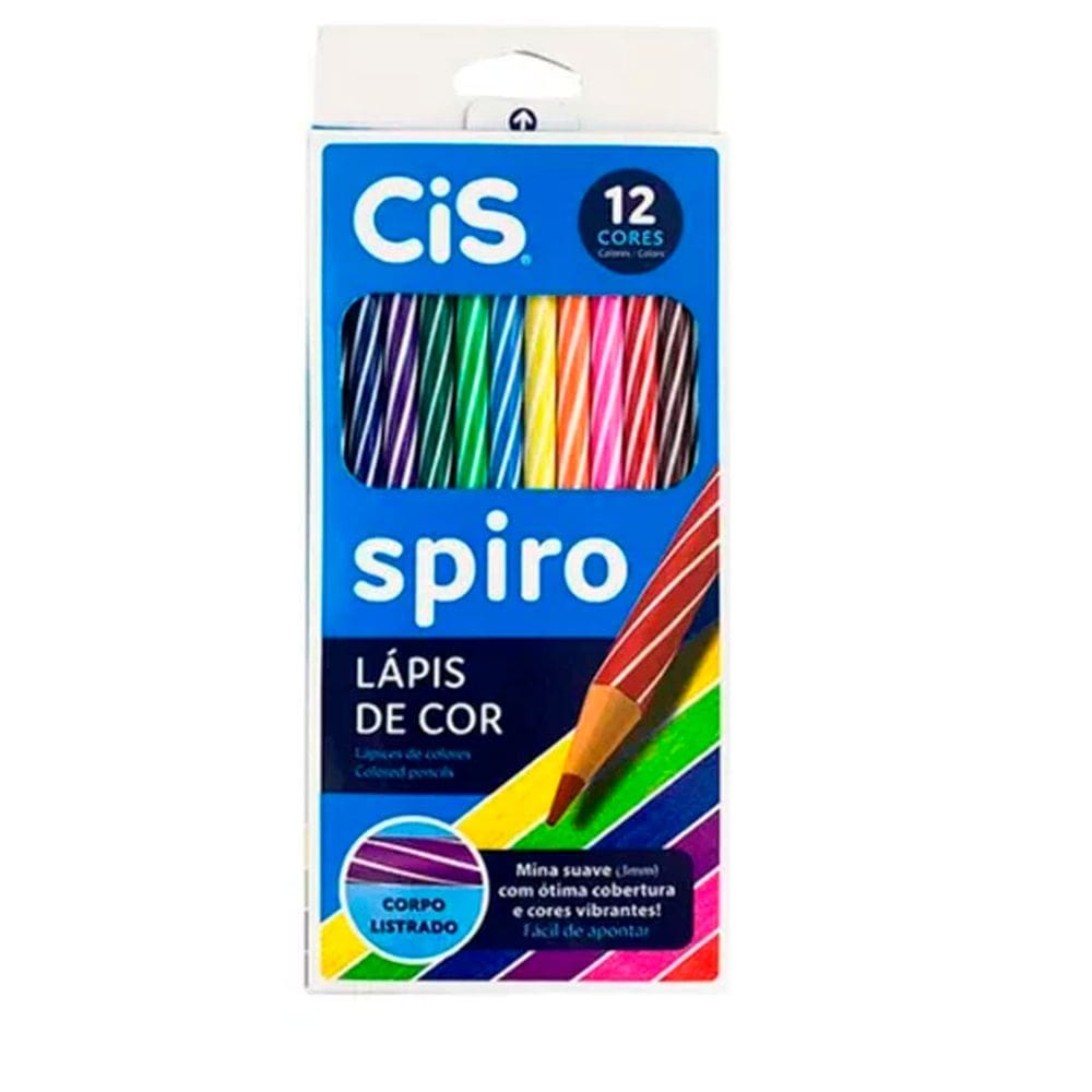 Lápis de Cor Escolar 12 Cores Spiro Cis