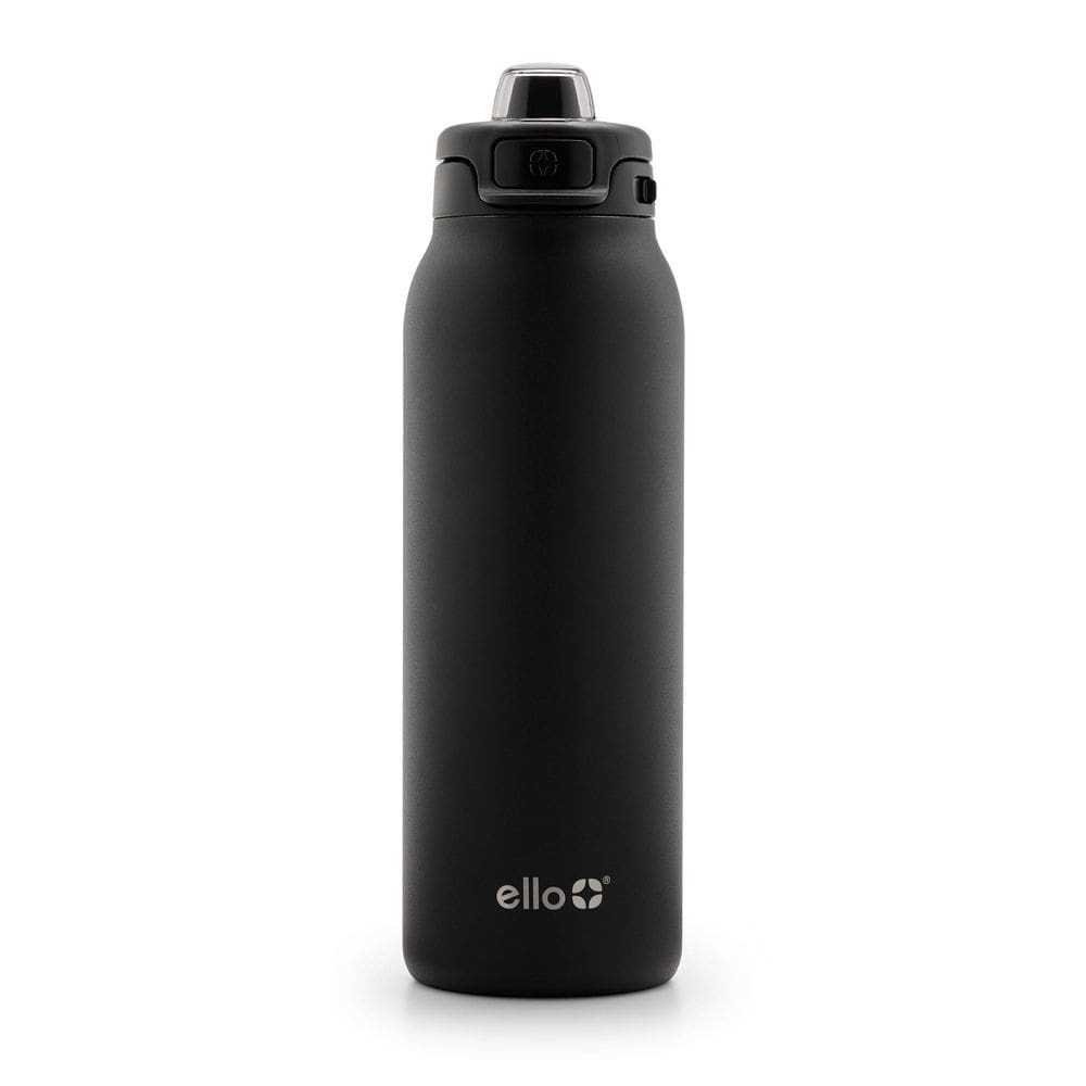 Garrafa de água Ello Pop & Fill 946ml em aço inoxidável preta