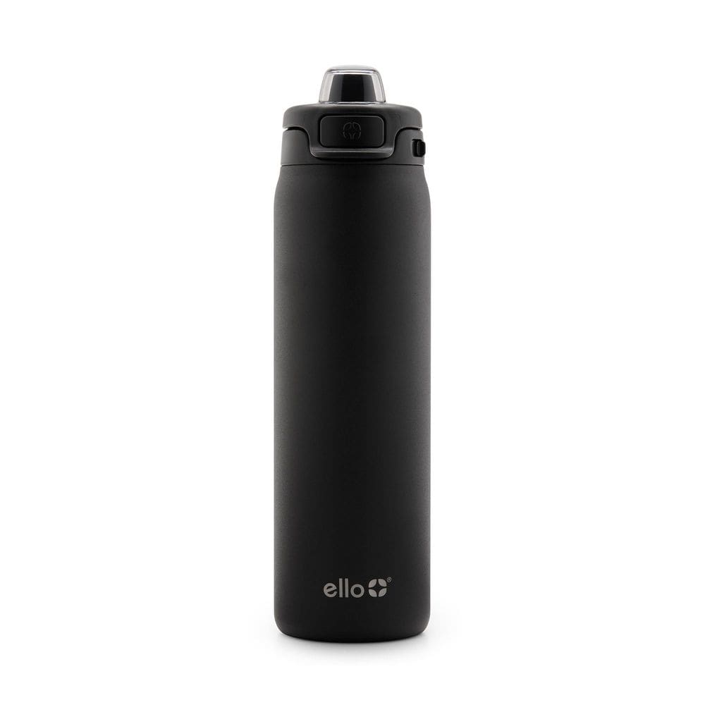 Garrafa de água Ello Pop & Fill 650 ml em aço inoxidável preta