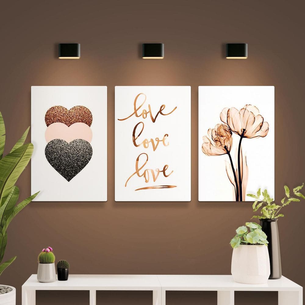 Kit Placas Quadros Decorativos 3 Peças Mdf - Love, Love