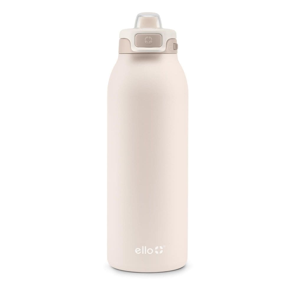 Garrafa de água Ello Pop & Fill Creme tonal de aço inoxidável de 1,2 L