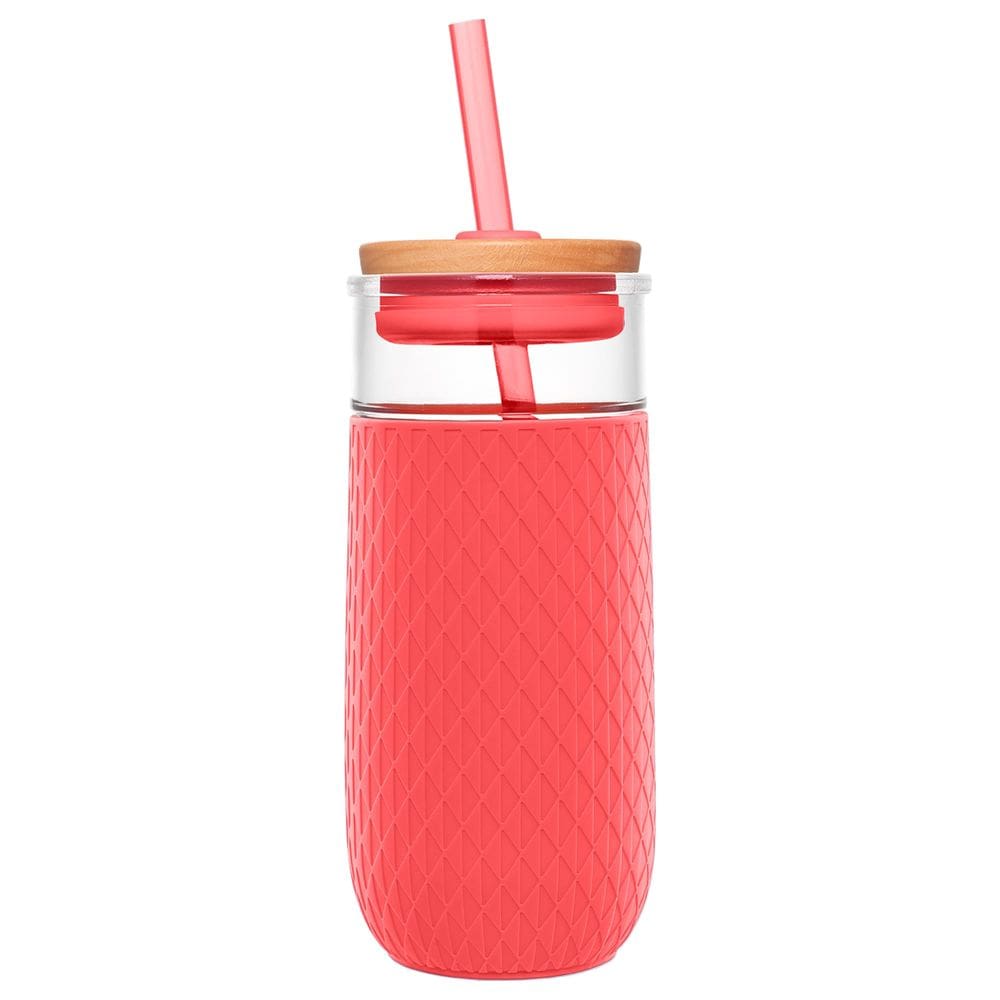 Copo de vidro Ello Devon 530ml com tampa e canudo, sem BPA
