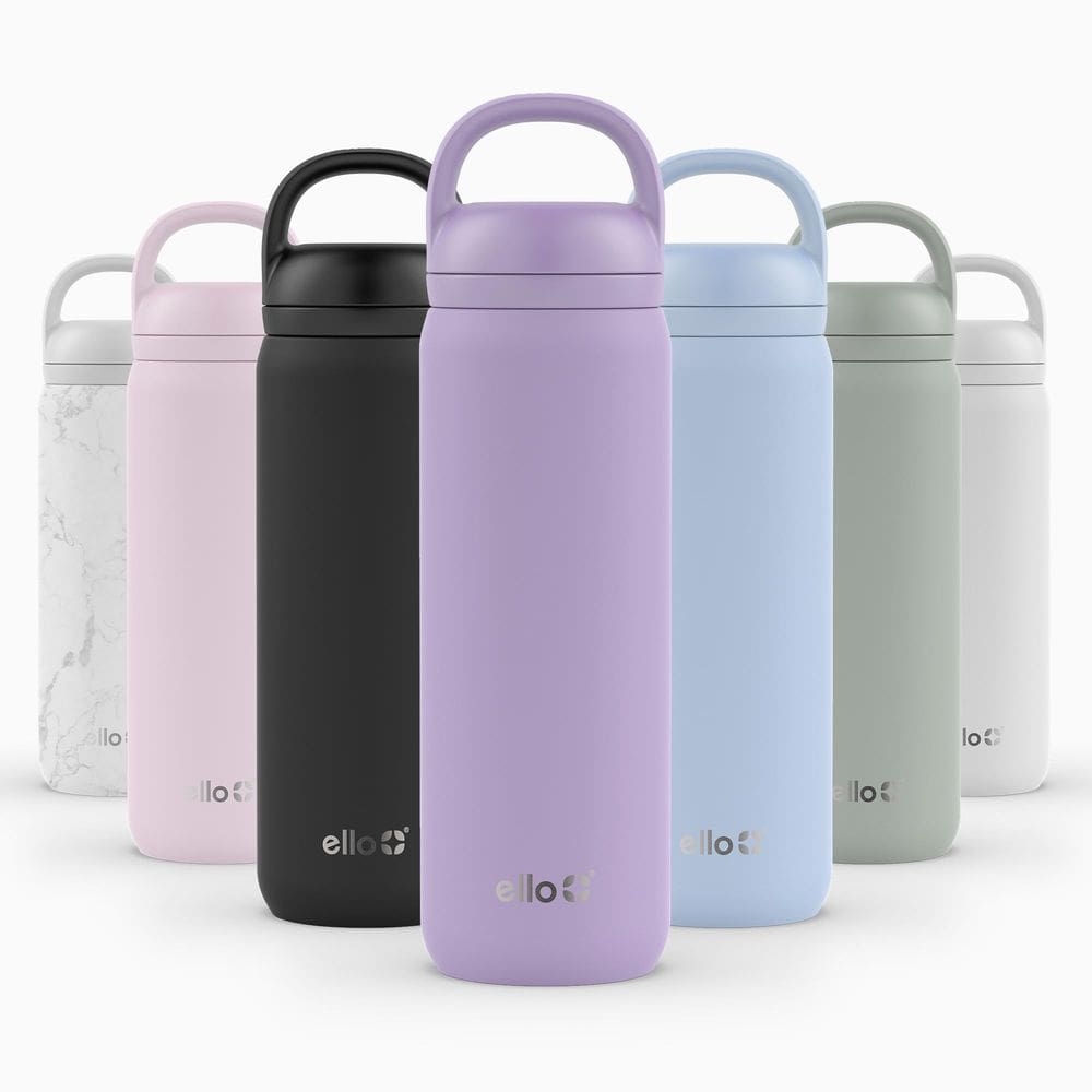 Garrafa de água Ello Cooper Twist 650 ml de aço inoxidável lilás