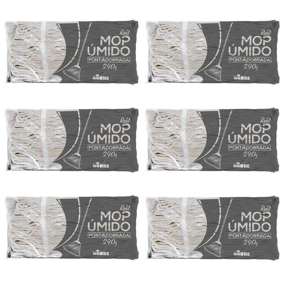 Kit 6 Refis Para Mop Úmido 290G Ponta Dobrada Nobre