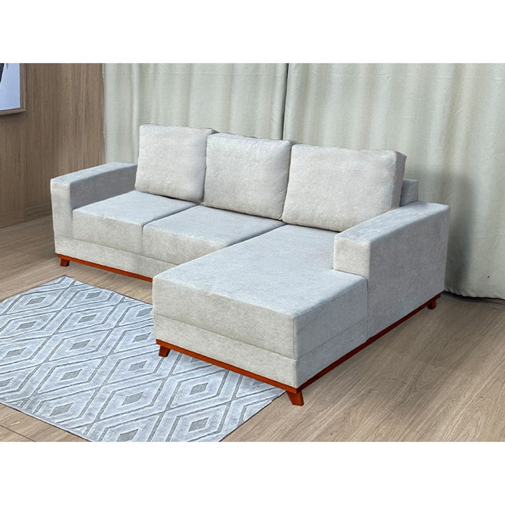Sofá 3 Lugares 2,50 m Bege Bouclé Chaise Lays Plus