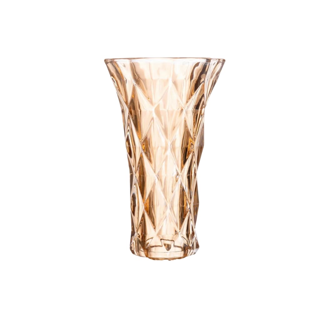Vaso Em Vidro Metalizado Diamond 8x15cm Lyor Âmbar
