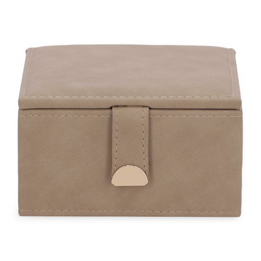 Caixa Quadrada Em MDF Revestida Em PU 15,5x15,5cm Mart Bege