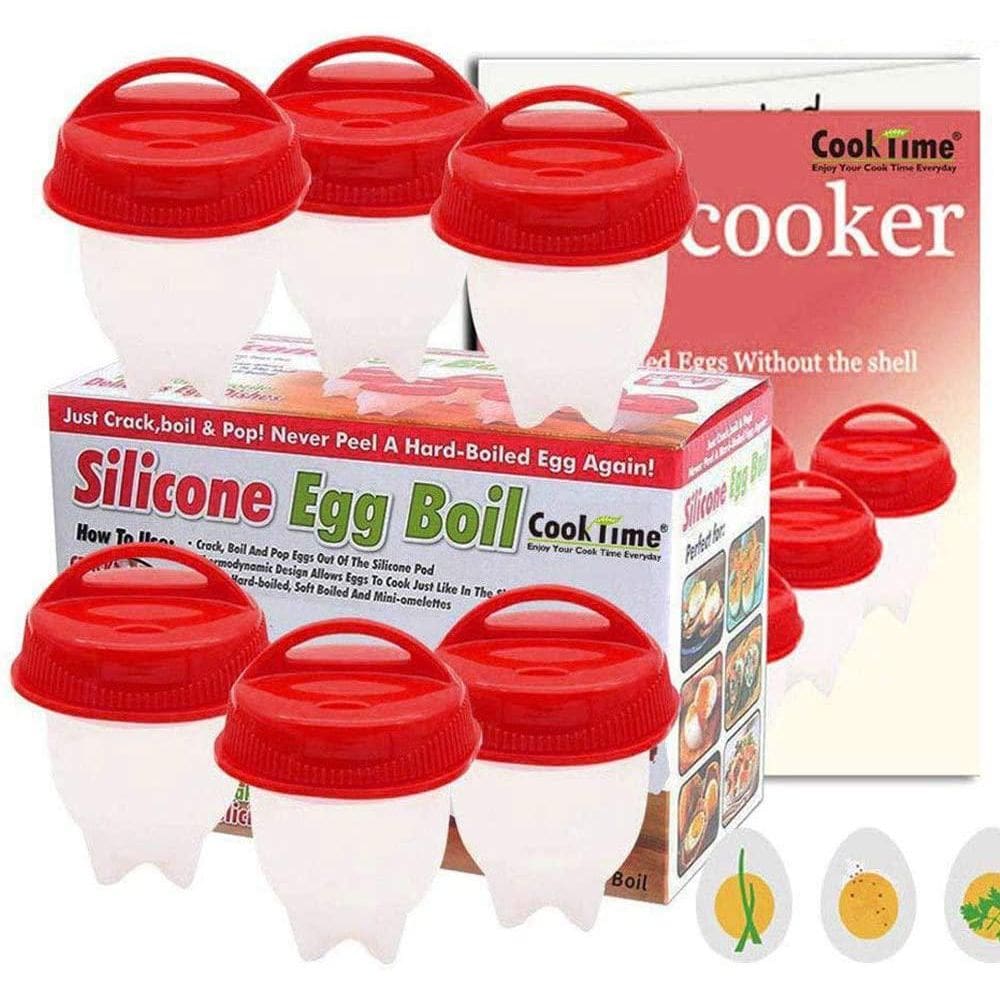 Kit 6 Copos Silicone Ovos Cozido Fogão Duro Cozinha Copo Ovo