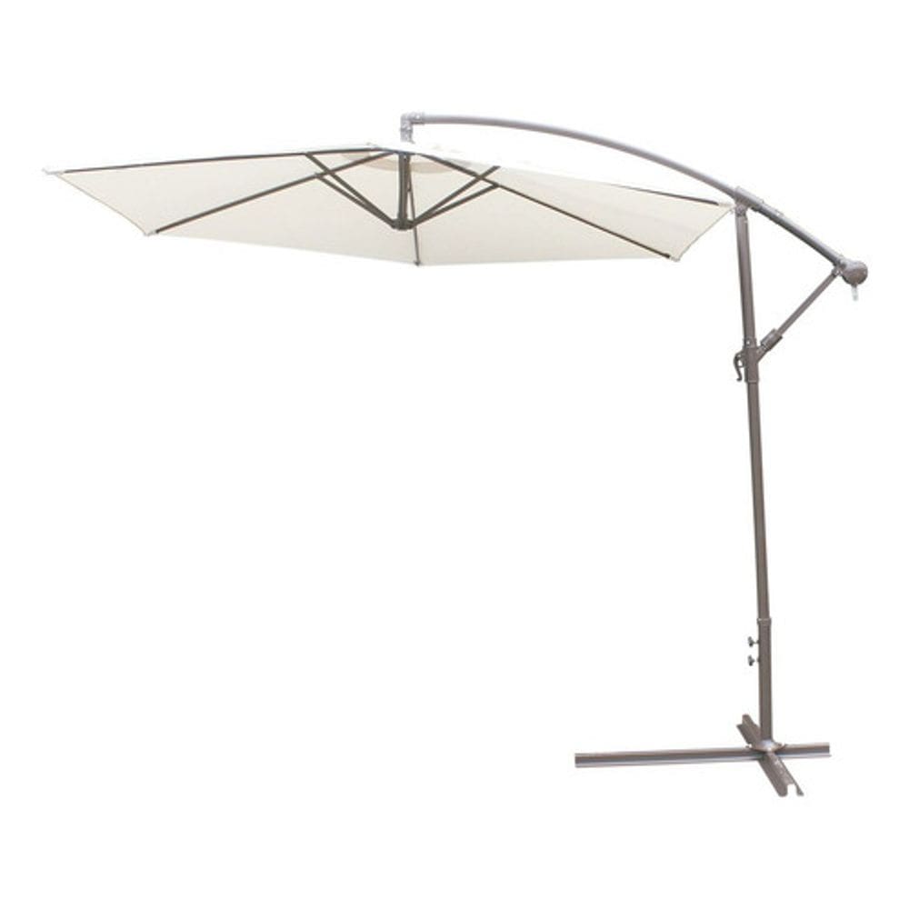 Ombrelone Lateral Aluminio 270cm Cinza E Branco Com Manivela