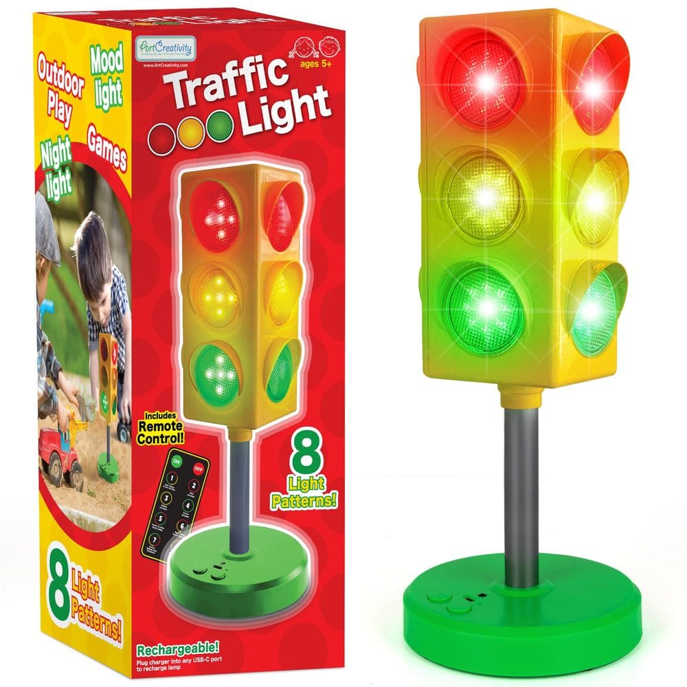 Candeeiro de mesa ArtCreativity Traffic Light para crianças com controle remoto