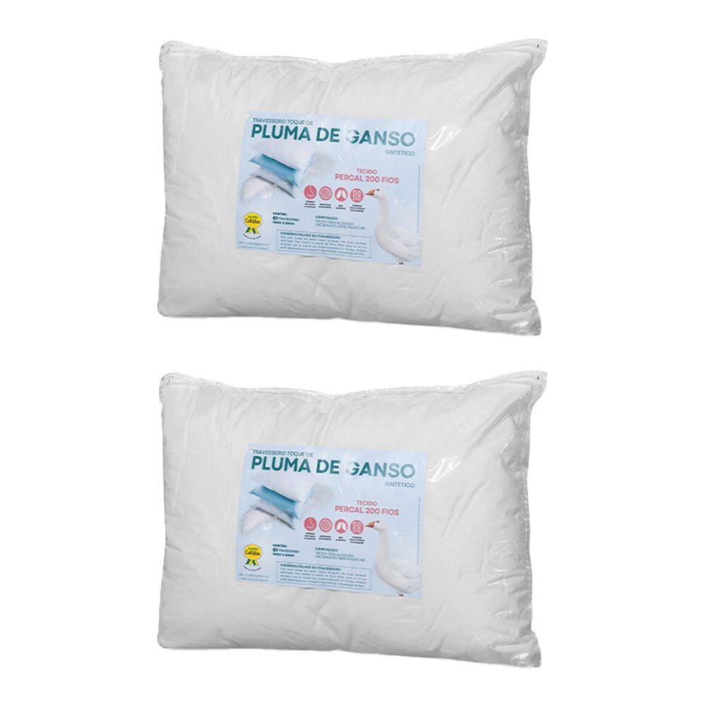 Kit 2 Travesseiros Pluma de Ganso 40x130 Antialergico - Celiflex