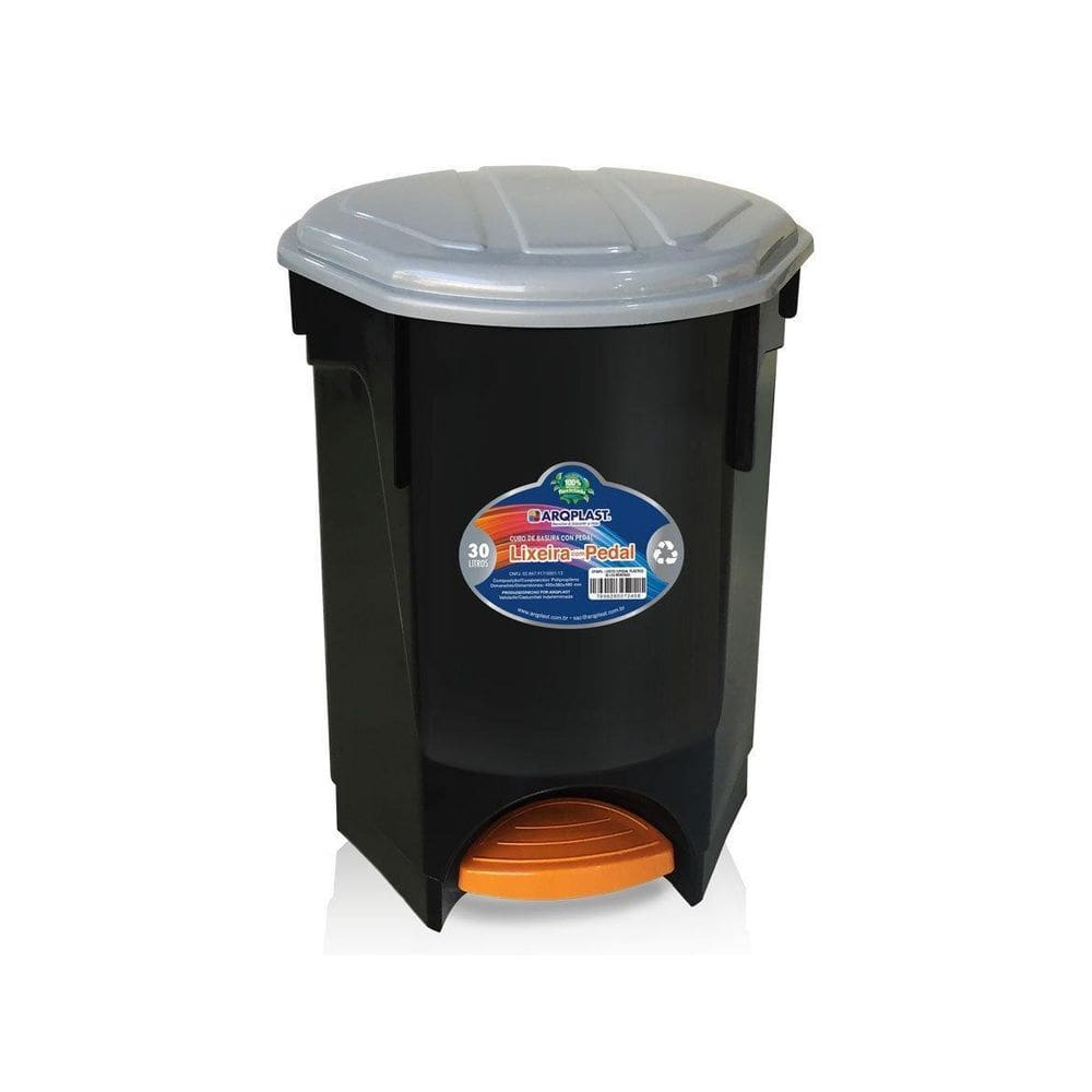Lixeira 30Lts Com Pedal Montado Cozinha Banheiro Arqplast