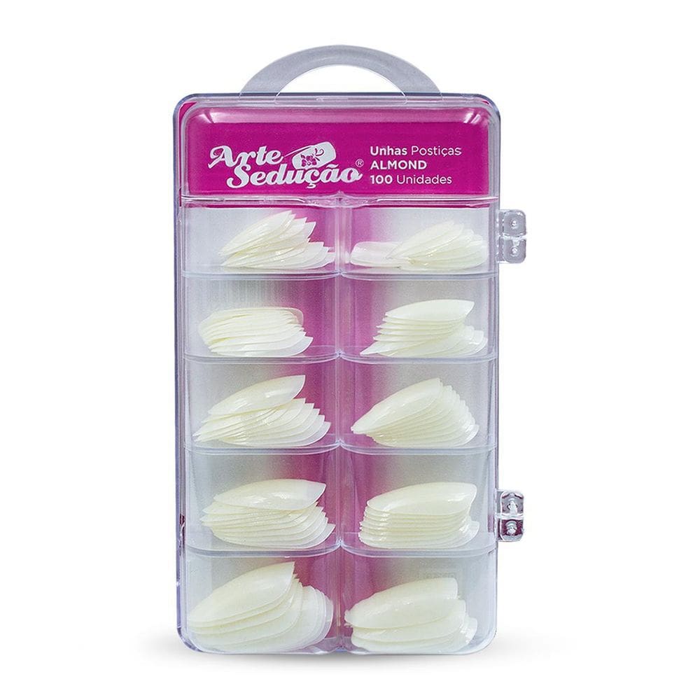 Unhas Postiças Almond Amendoadas 100 Unidades, Arte Sedução
