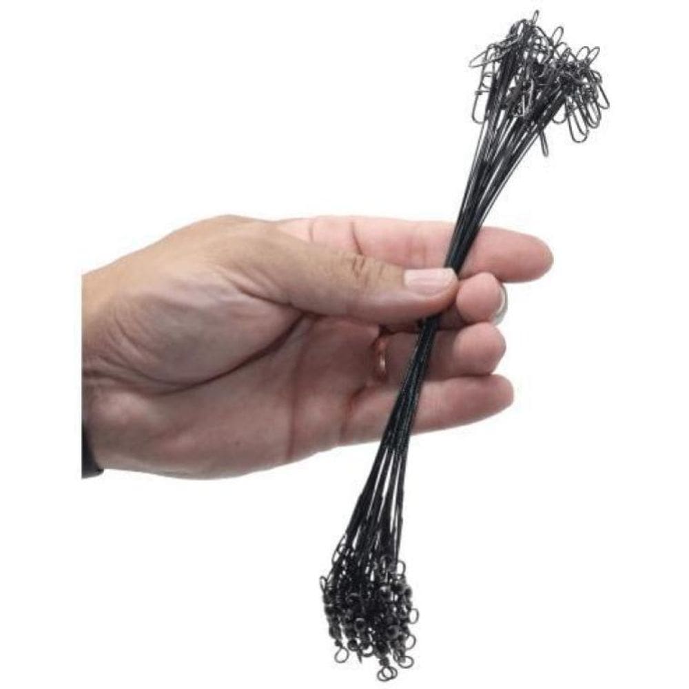 Kit 30 Leader Chicote Pesca Empate Girador + Snap N-9 Black