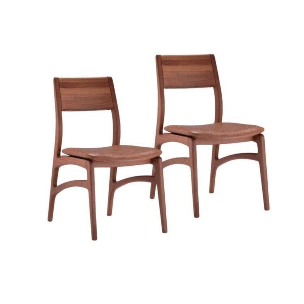 Conjunto 2 Cadeiras Madeira Maciça Alento Champagne/Castanho