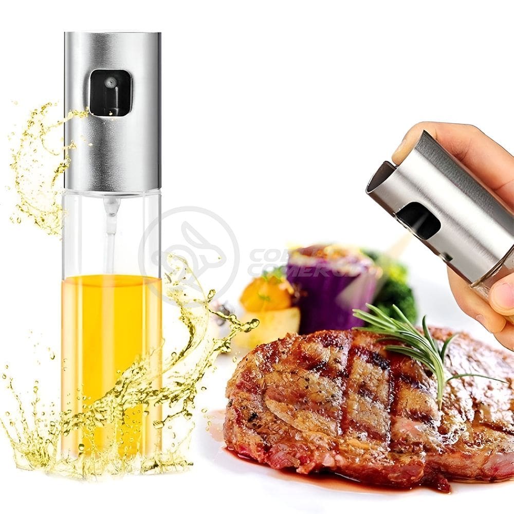 Spray de Cozinha Borrifador de Óleo Azeite e Vinagre Frasco de 100ml Aço Inoxidável - 2 Unidades