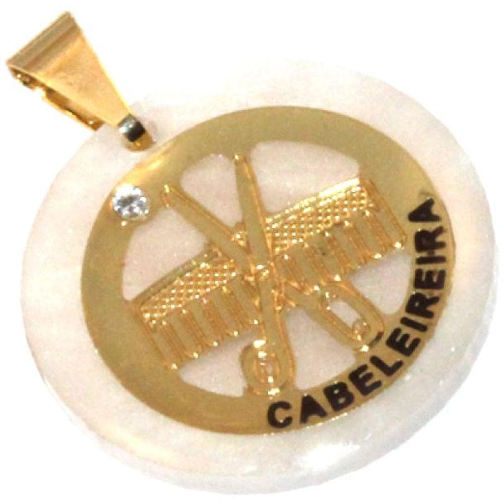 Pingente Acrílico Cabeleireira Pente Folheado Ouro 18k