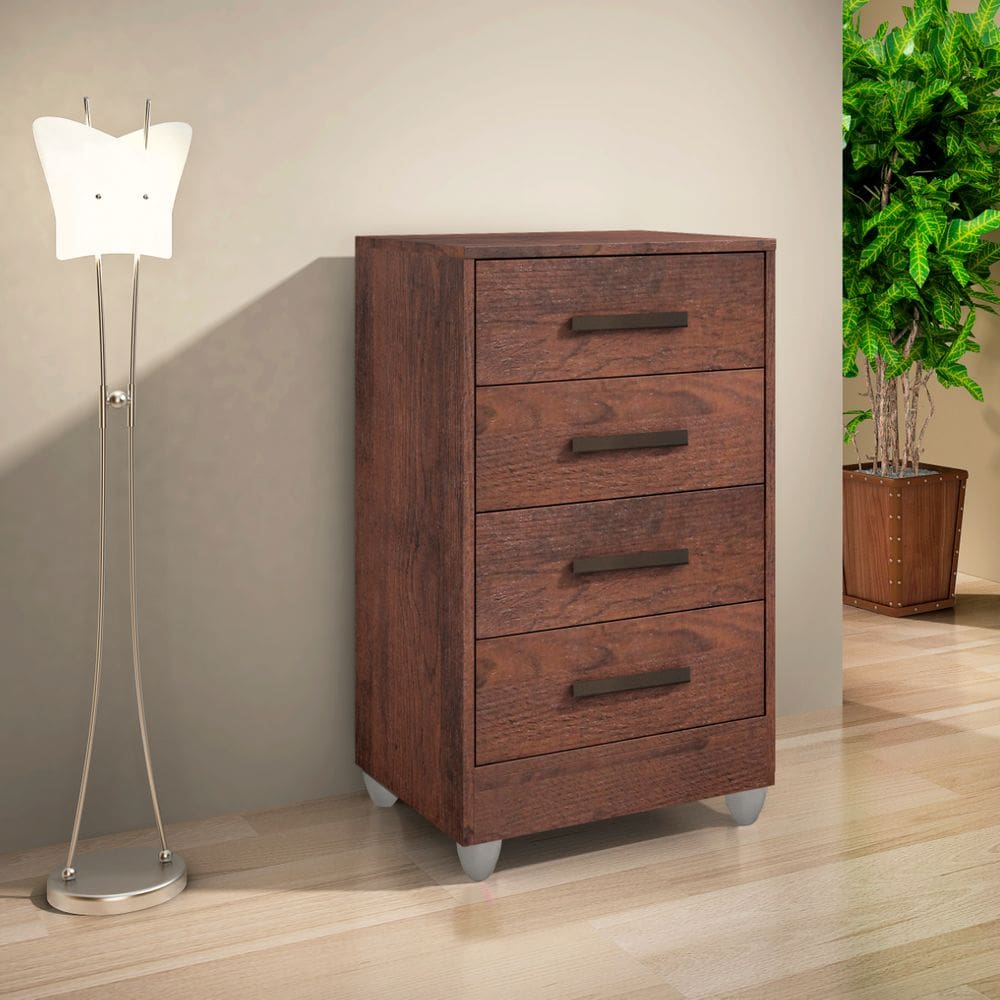 Cômoda Quarto Multiuso Compacta 4 Gavetas - Café