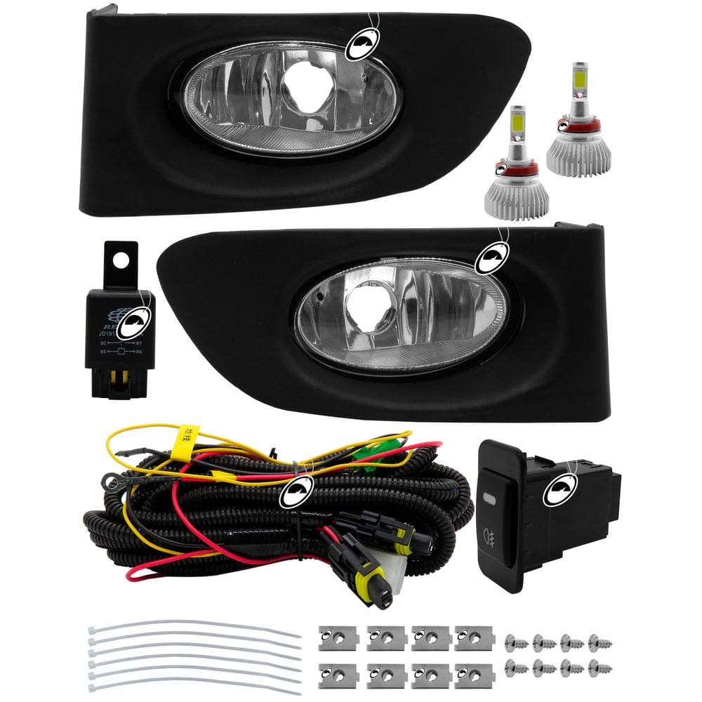 Kit Farol de Milha Neblina Fit 2003 a 2008 Botão Modelo Painel + Kit Lâmpada Super LED 6000K