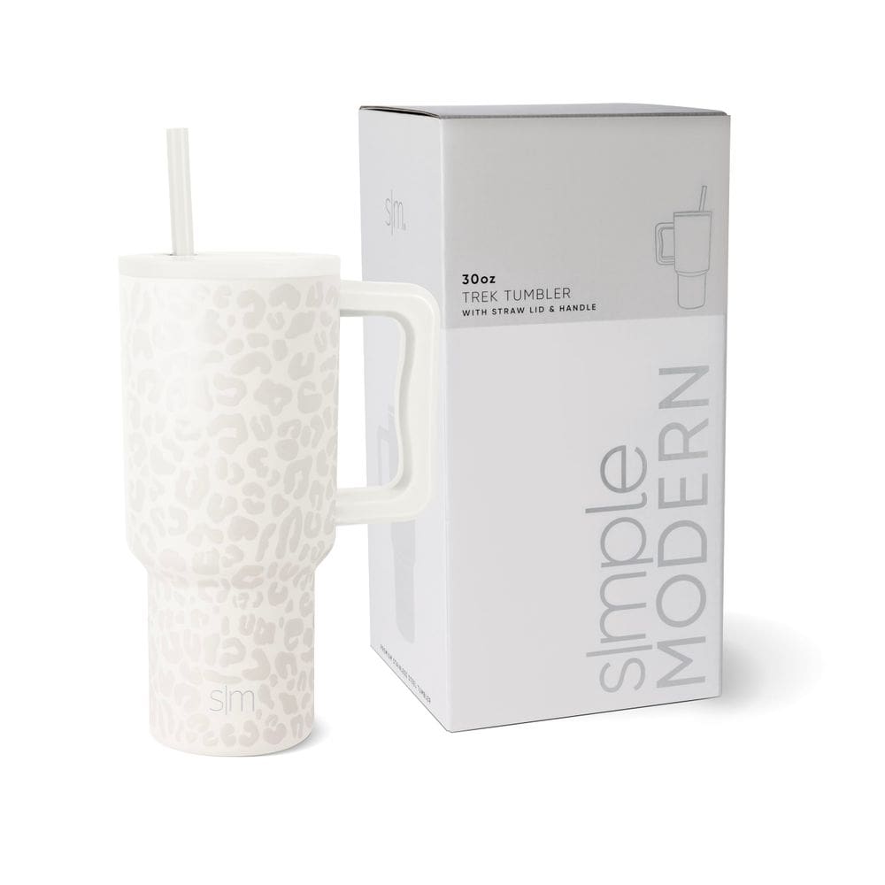 Copo Simple Modern Trek 900 ml com alça, tampa de palha, aço