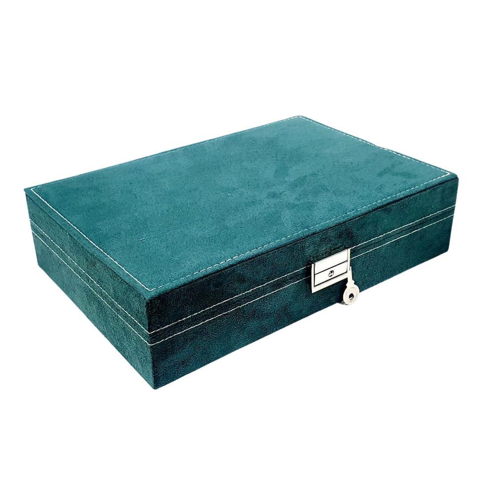 Porta Joias Maleta Verde Veludo Com Fechadura