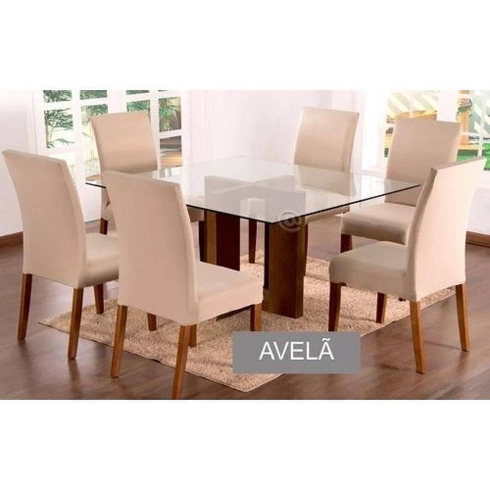 Capa Para Cadeira Lisa Kit 8 Lugares Malha - Avelã