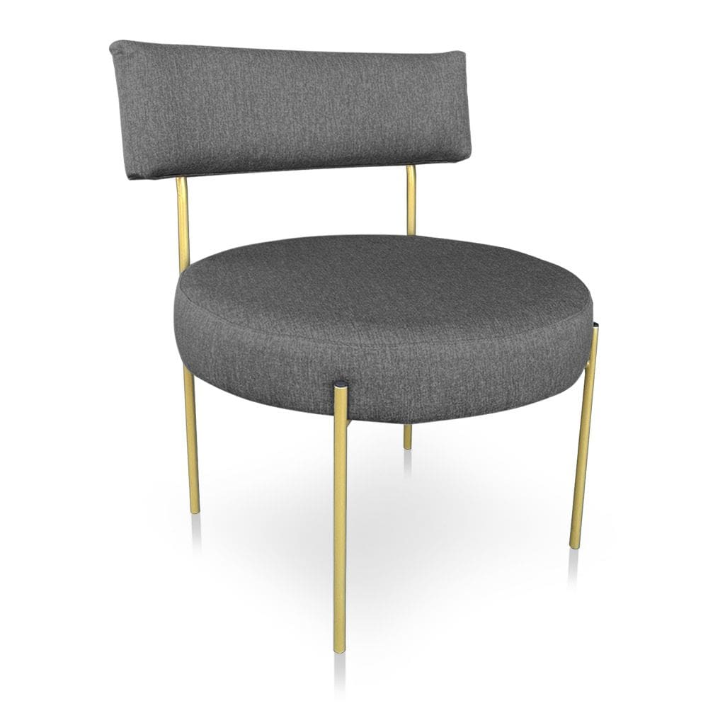 Poltrona Luxo Elora Linho Pés de Ferro Dourado - Pallazio