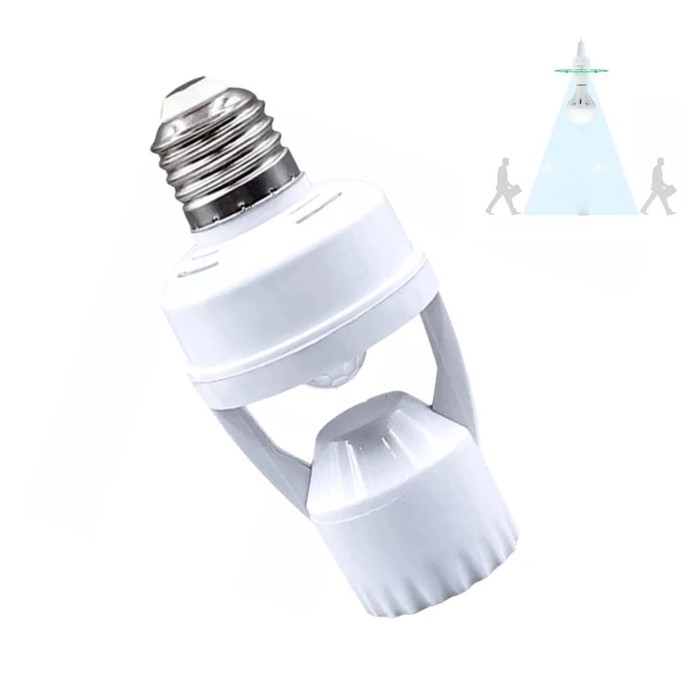 Soquete Sensor de Presença para Lampada E27 Movimento 360 Graus Iluminaçao Fotocelular Automatica Casa Trabalho Jardim Corredor