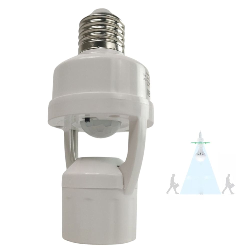 Soquete Sensor de Presença para Lampara E27 360 Graus Fotocelular Iluminaçao Automatica Jardim Quintal Corredor Casa Trabalho