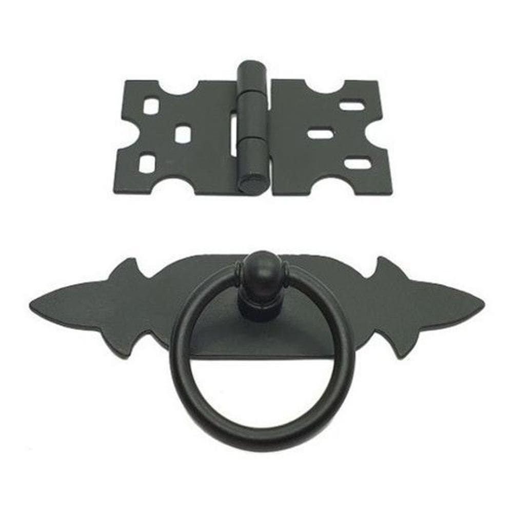 Kit 5 Puxadores Chapa Rústica + 9 Dobradiças Mexicana Preto