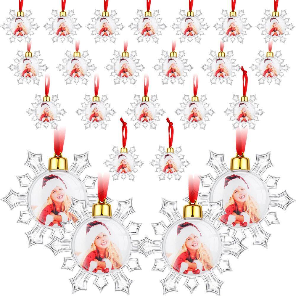 Bola de enfeite fotográfico de Natal Skylety, 24 peças de plástico transparente