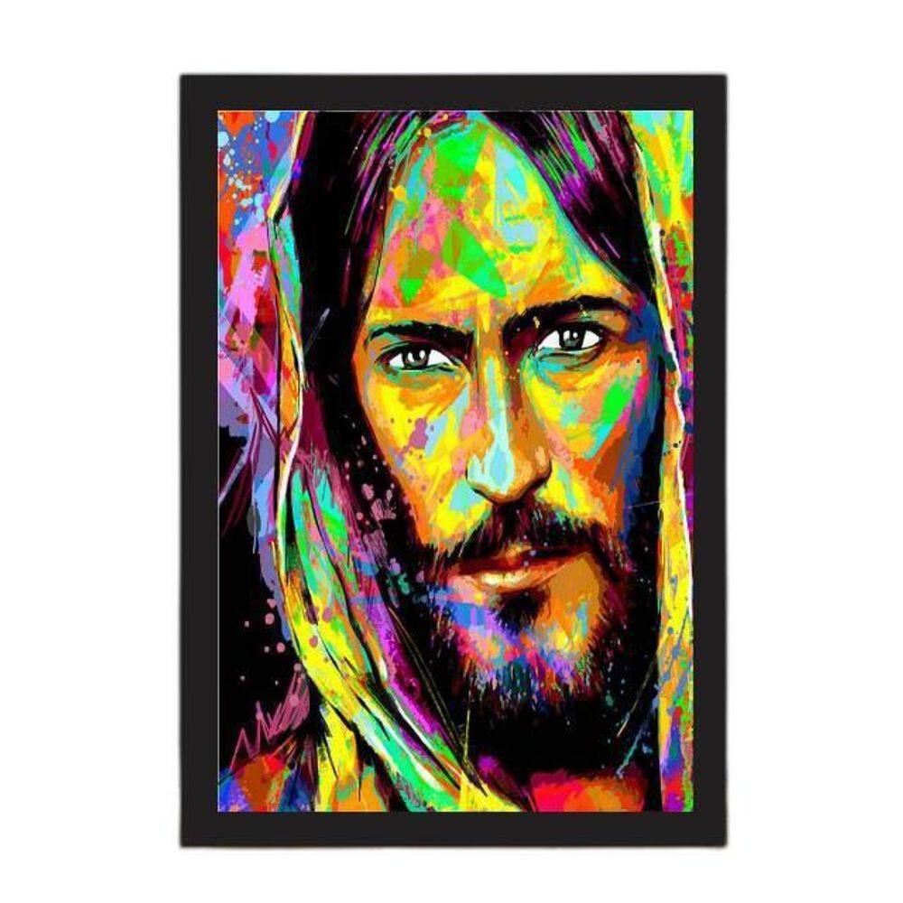 Quadro Estilo Pintura Rosto Jesus 45X34Cm