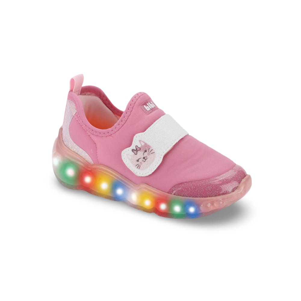 Tênis Infantil de Luz Menina Bibi Roller Celebration 3.0 Rosa Glitter Gatinha