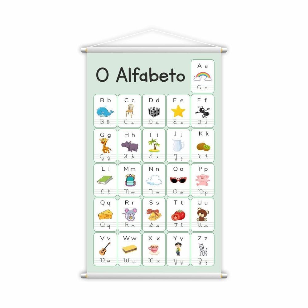 Banner Alfabeto 4 Letras Pedagógico Escolar Infantil 80X50Cm