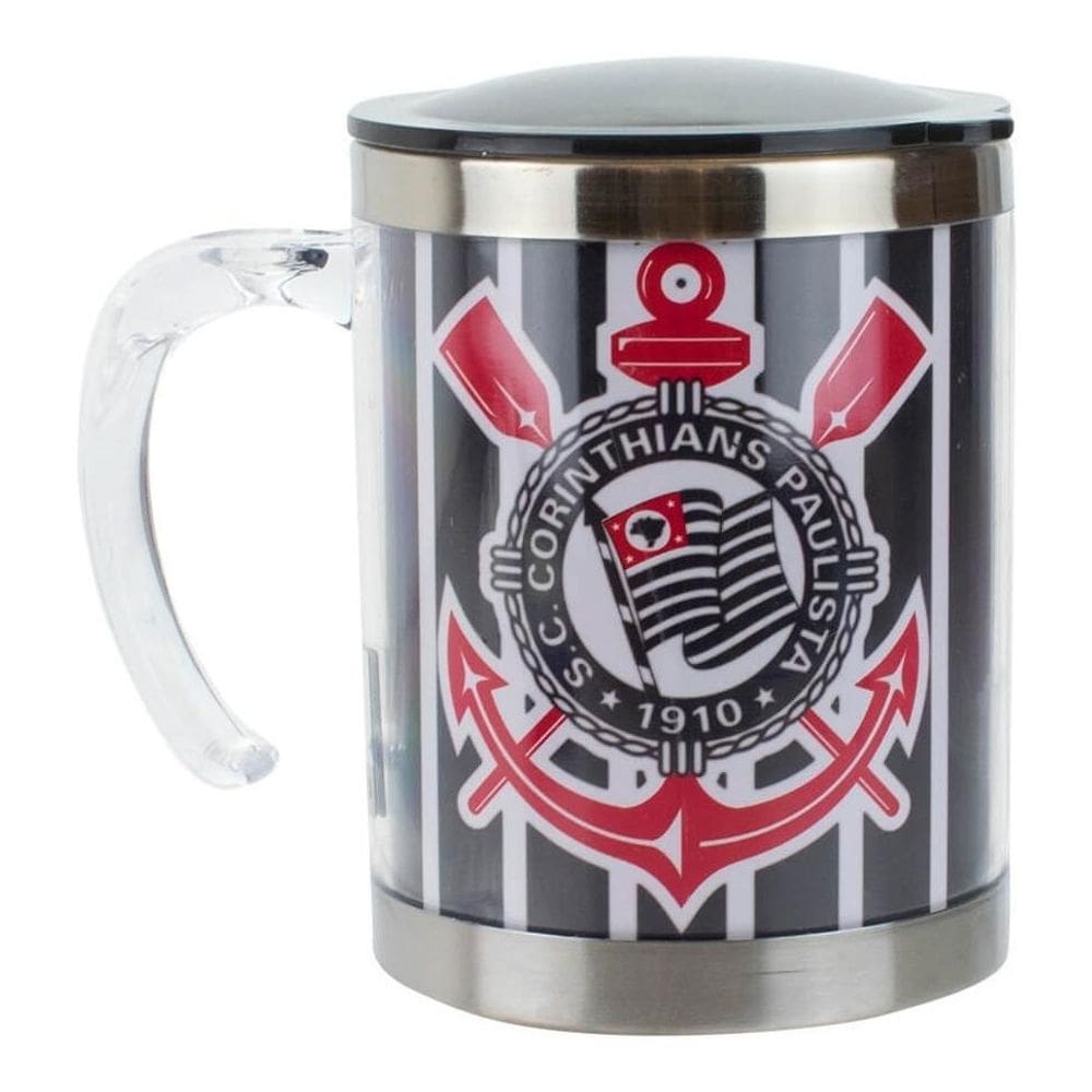 Caneca Térmica Com Tampa 450Ml Listrada - Corinthians