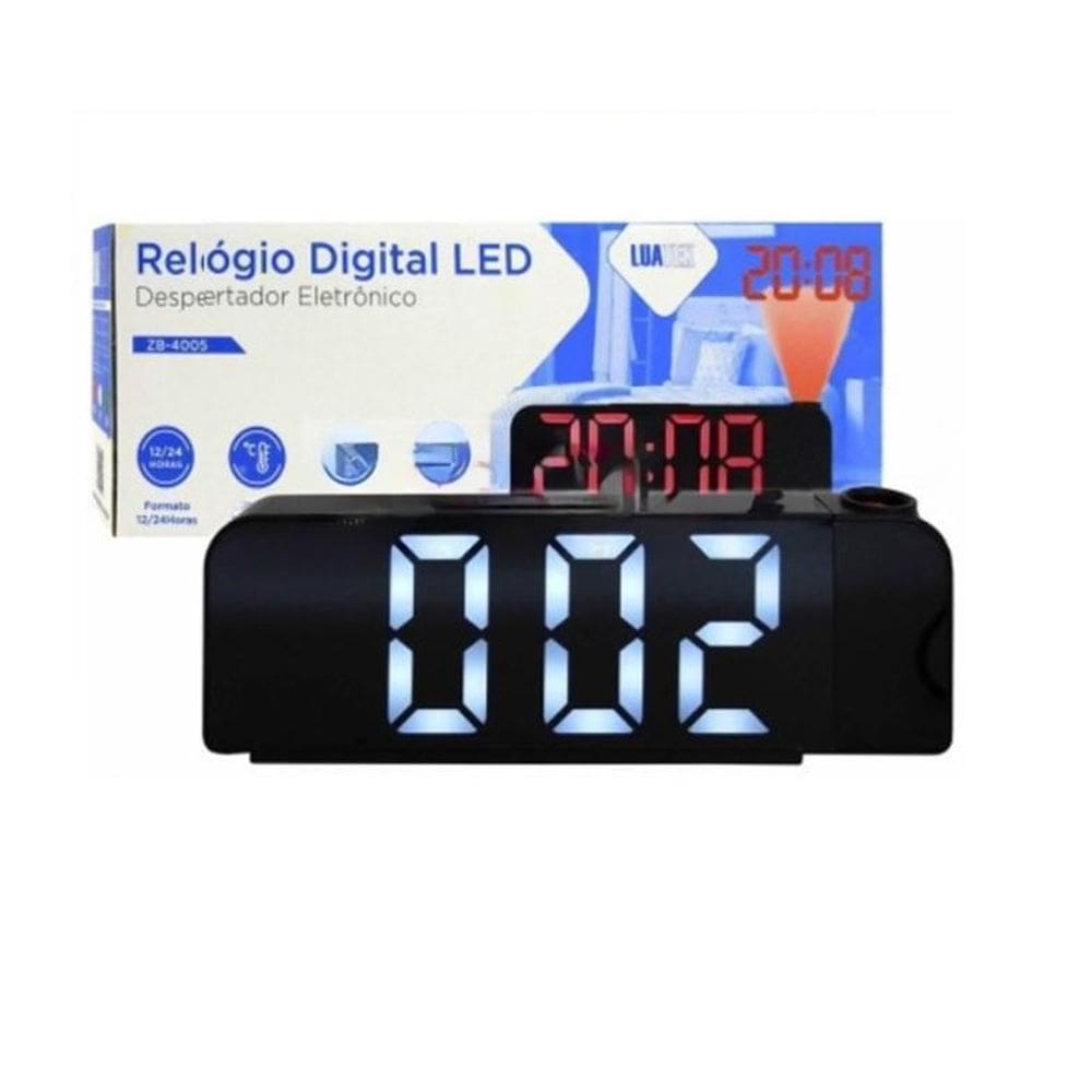 Relógio Digital Despertador Mesa Com Projetor Zb-4005 Luatek