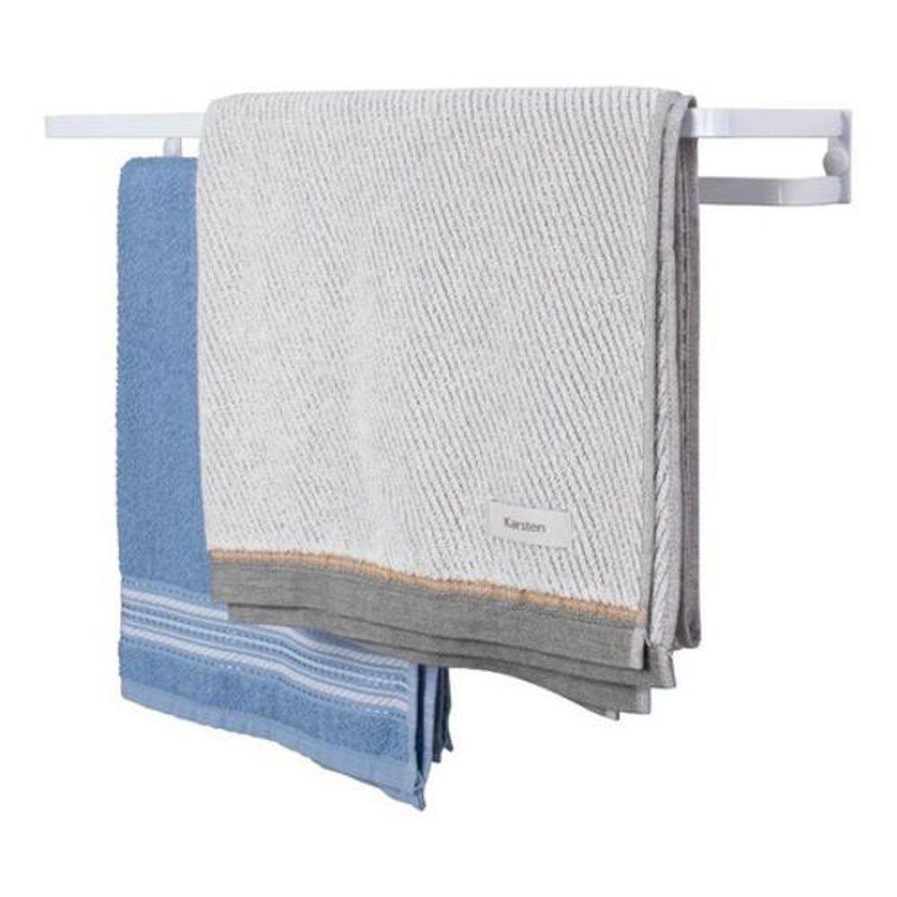 Porta Toalhas Toalheiro Duplo Parede Branco Brilho 60Cm