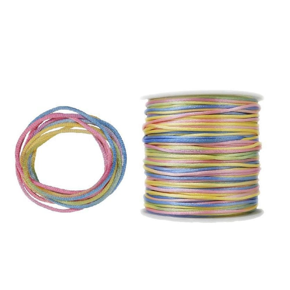 Cordão Cetim Rabo Rato Rolo 100 Mts 2Mm Mesclado Claro