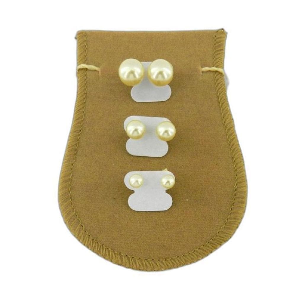 Brinco Feminino Perola Kit 3 Peças Folheado Ouro Br151