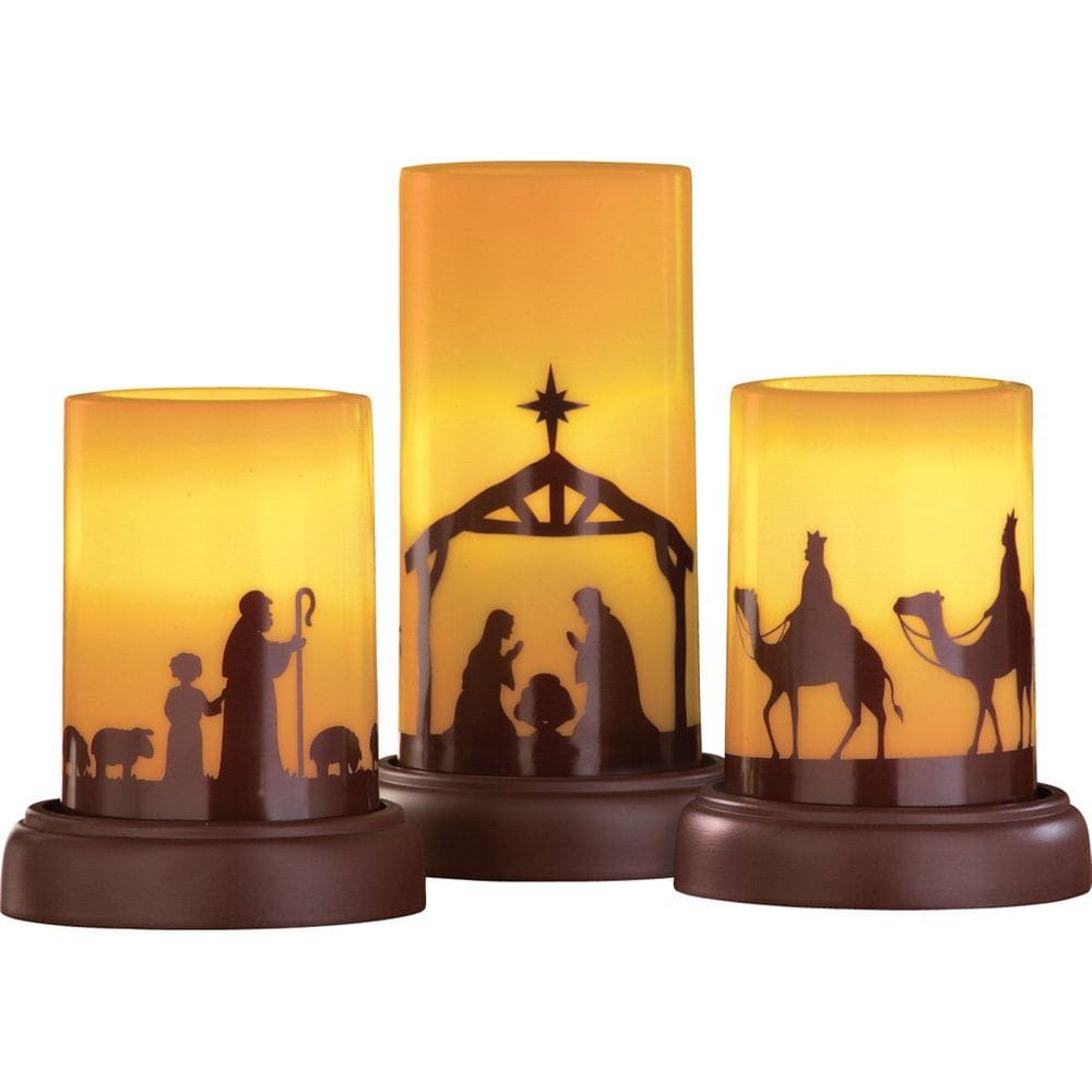 Conjunto de 3 velas LED sem chama para presépio de Natal