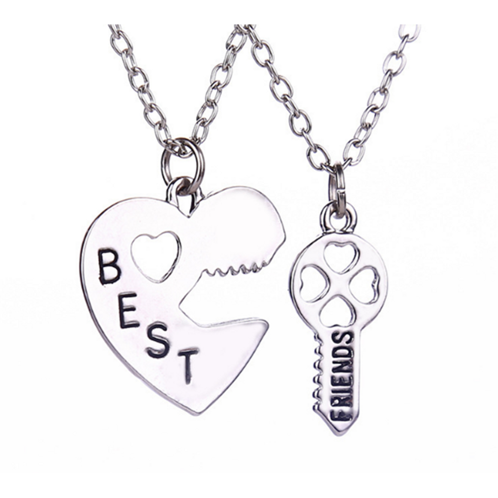 2 Colares Best Friends Eternas Amigas Folheado a Prata