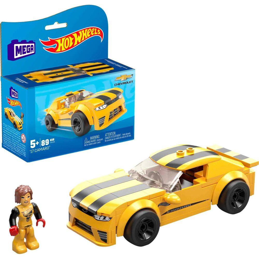 Construindo o conjunto de brinquedos para carros de corrida MEGA Hot Wheels 17 Camaro