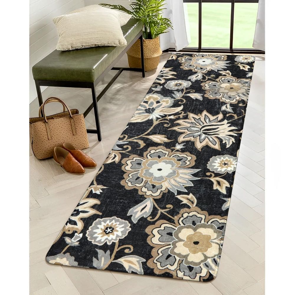 Tapete Lahome Floral Hallway Runner 60x180cm lavável antiderrapante