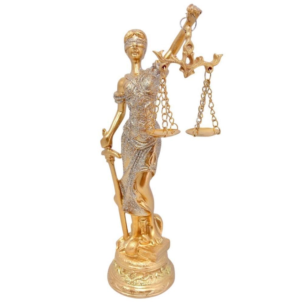 Estátua Dama Justiça 19 Cm Altura Dourado Direito Tres-J02A