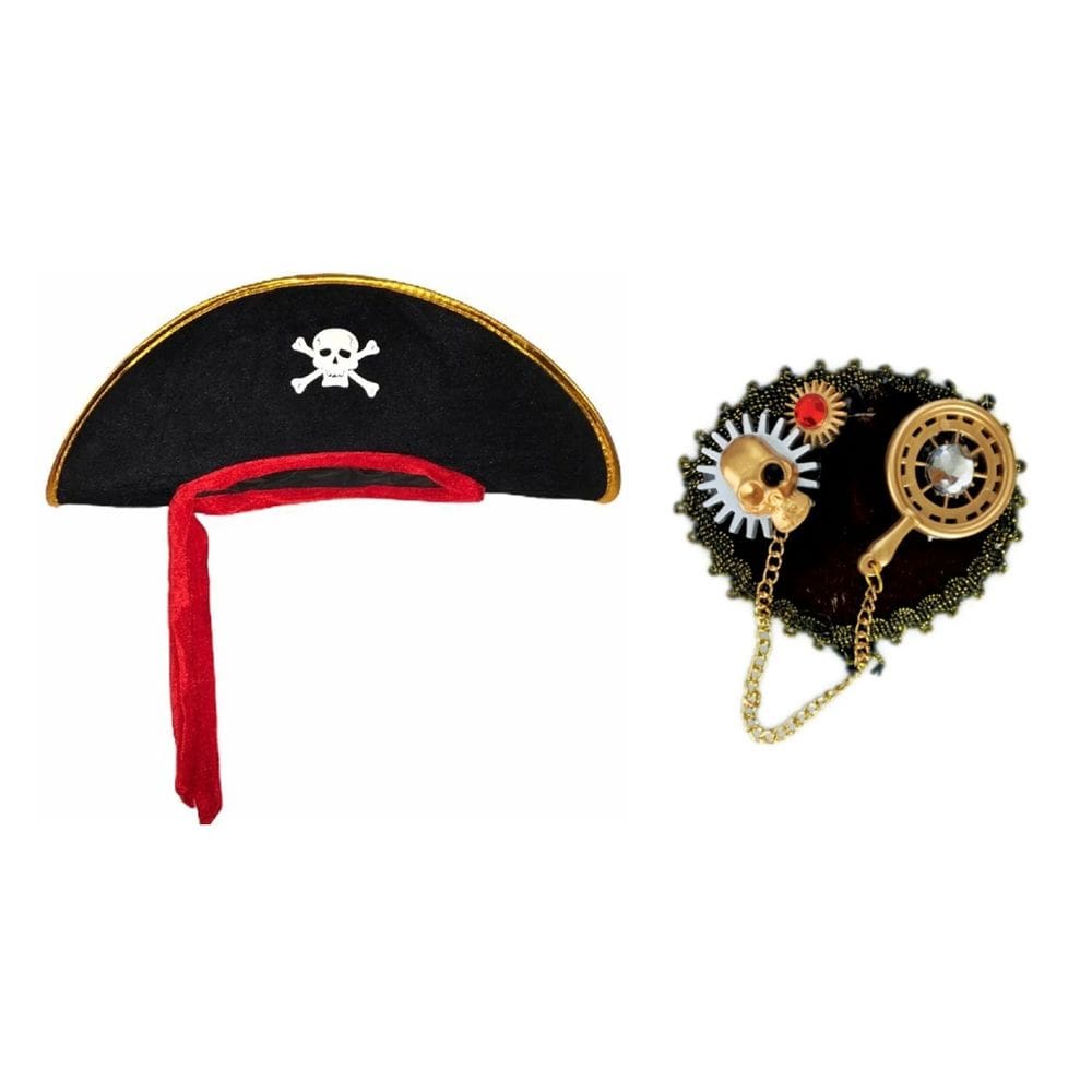 Kit Pirata Marujo Chapeu Tapa Olho Carnaval Festa Halloween
