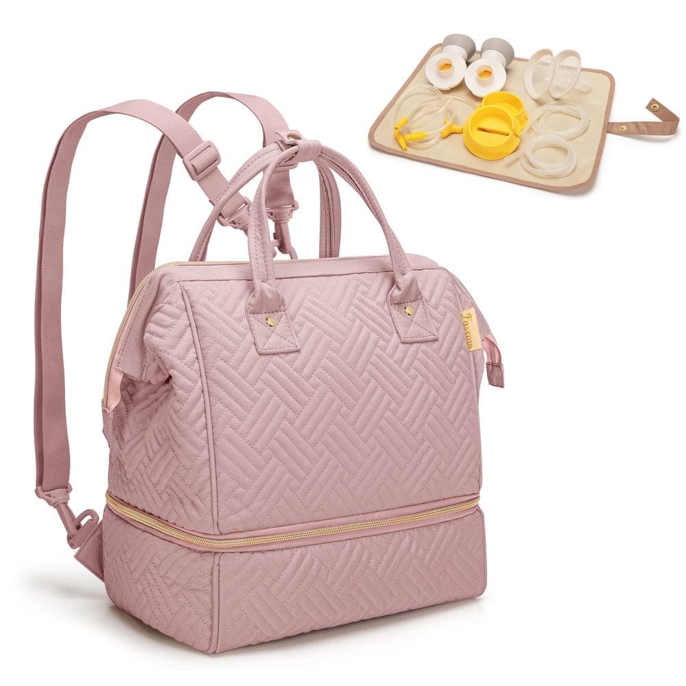 Mochila Breast Pump Bag Fasrom Small com refrigerador rosa