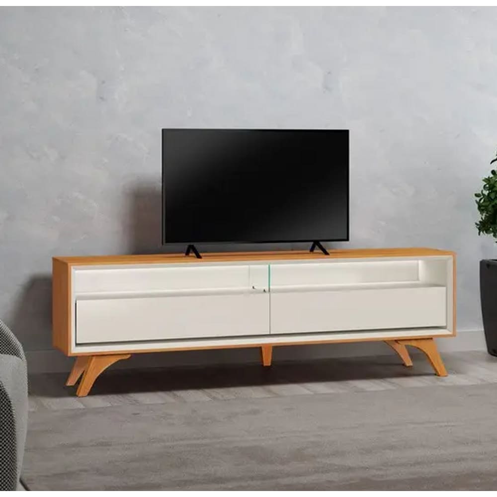 Rack para TV até 75" 2 Gavetas com Led 1,80m Aústria Naturalle/Off White - Mavaular