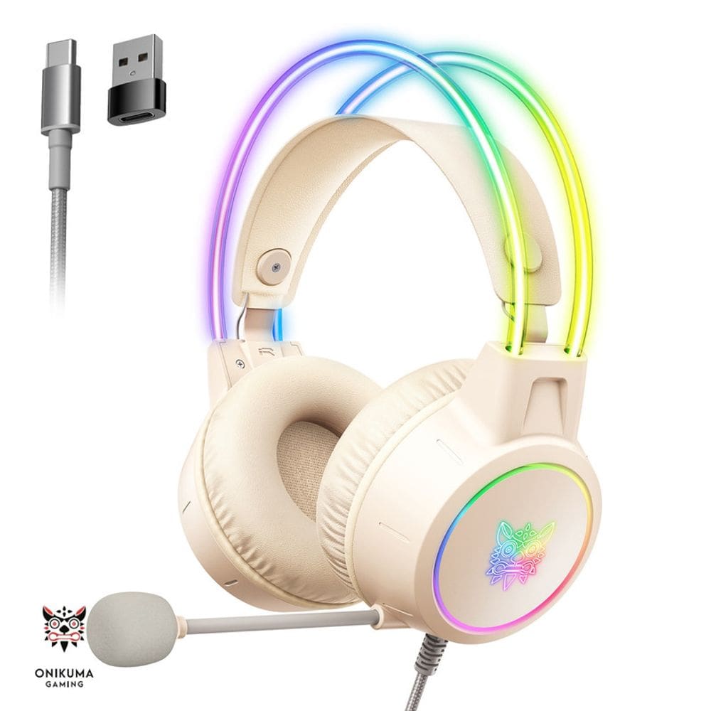 Fone de ouvido para jogos ONIKUMA X15 Pro RGB com fio e USB TYPE-C