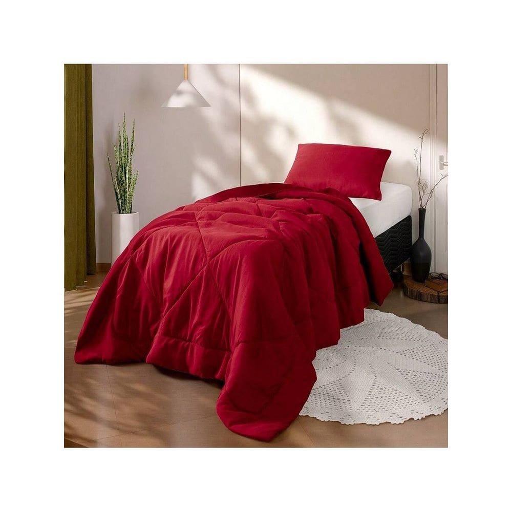 Kit Edredom Solteiro 2 Peças Cobertor Margarida Kit Edredom Solteiro Coberdrom 2 Peças Cobertor Margarida Vermelho