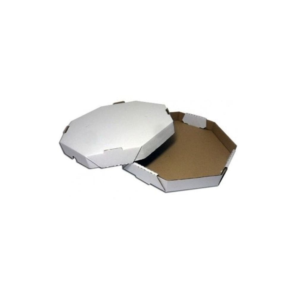 Caixa De Pizza Redonda oitavada 30cm 100 Unidades Branco